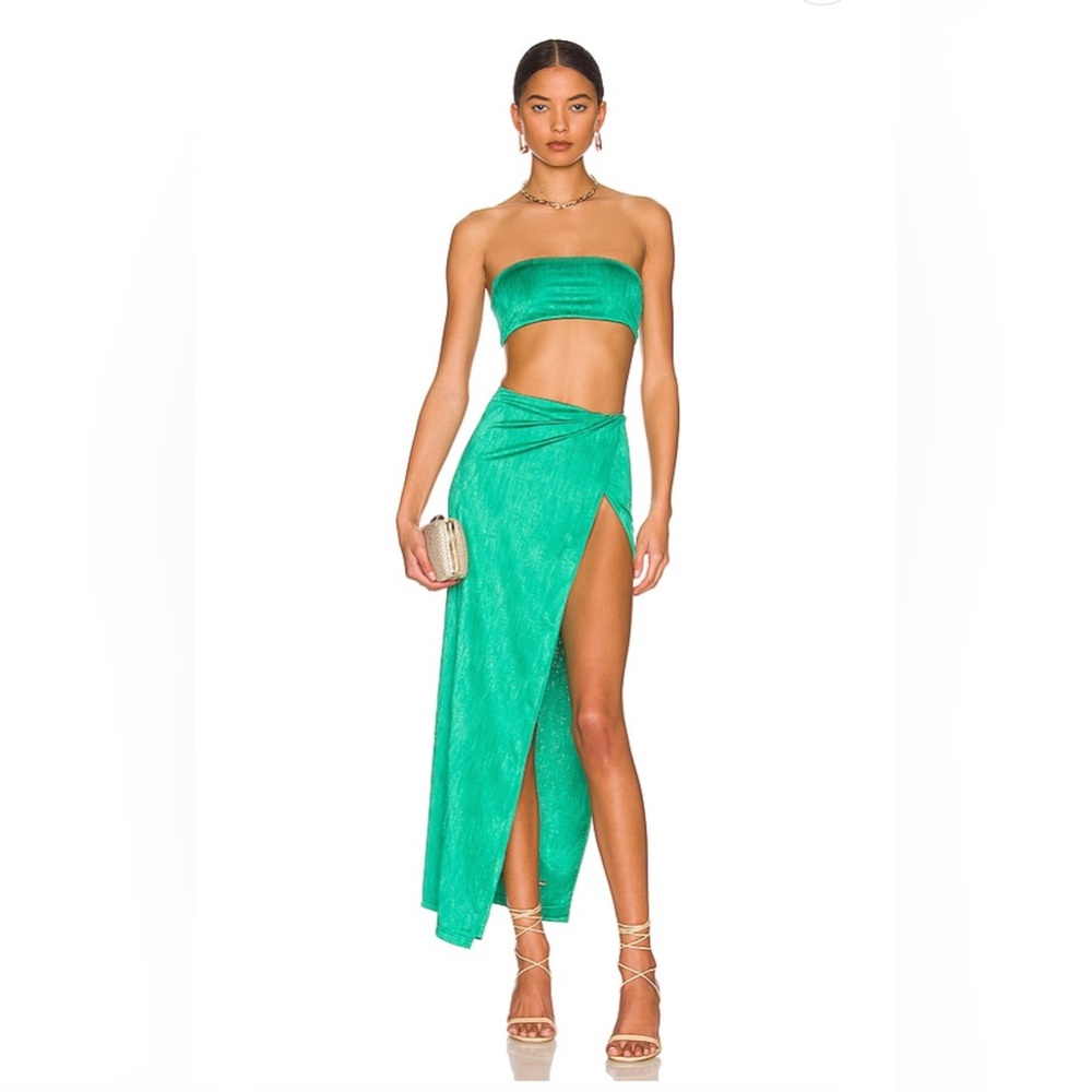 Superdown Karolyna Maxi Skirt Set in Teal XS